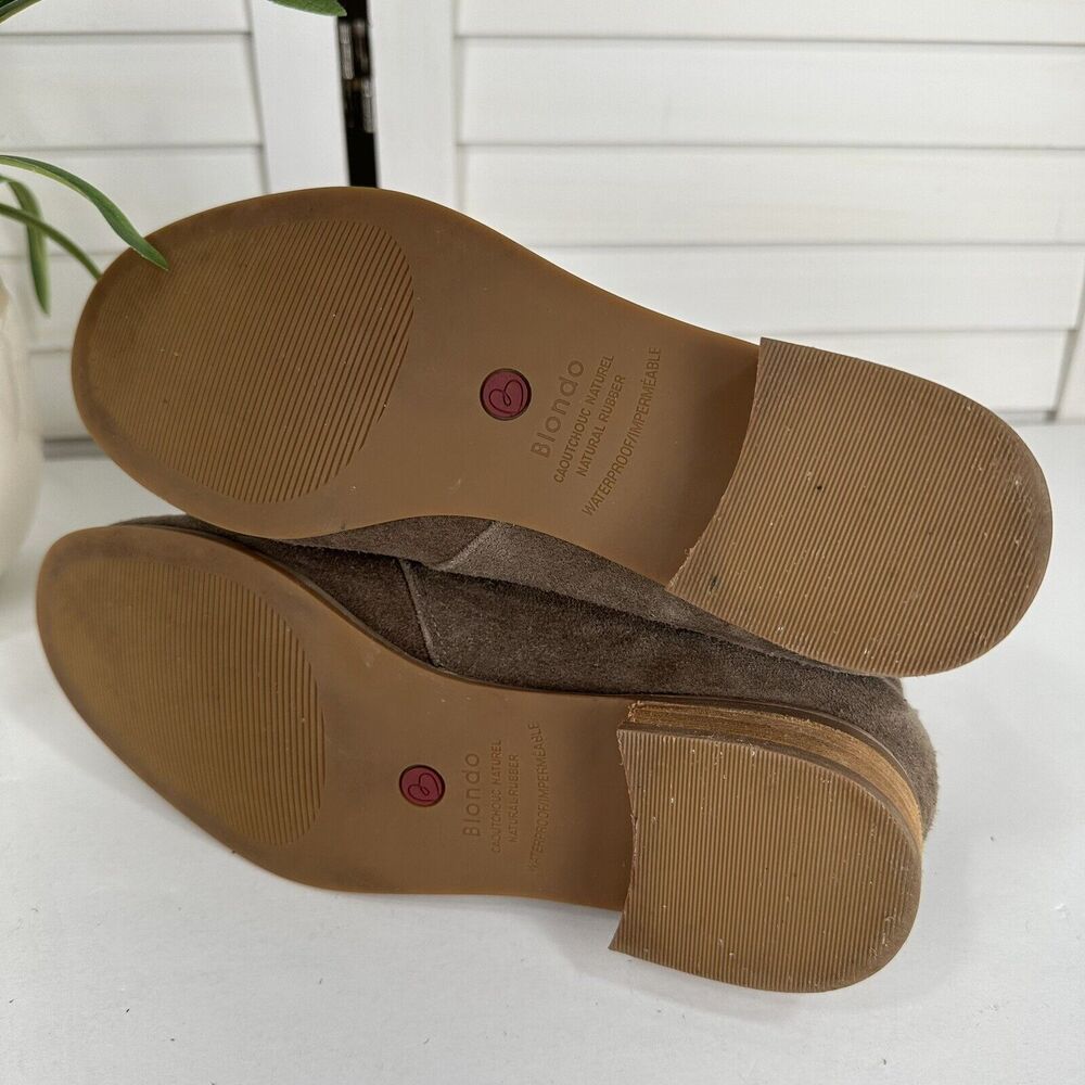 Blondo Verona Tan Suede Ankle Boots Slip On Waterproof Block Heel Women Size 7.5 - Picture 7 of 8